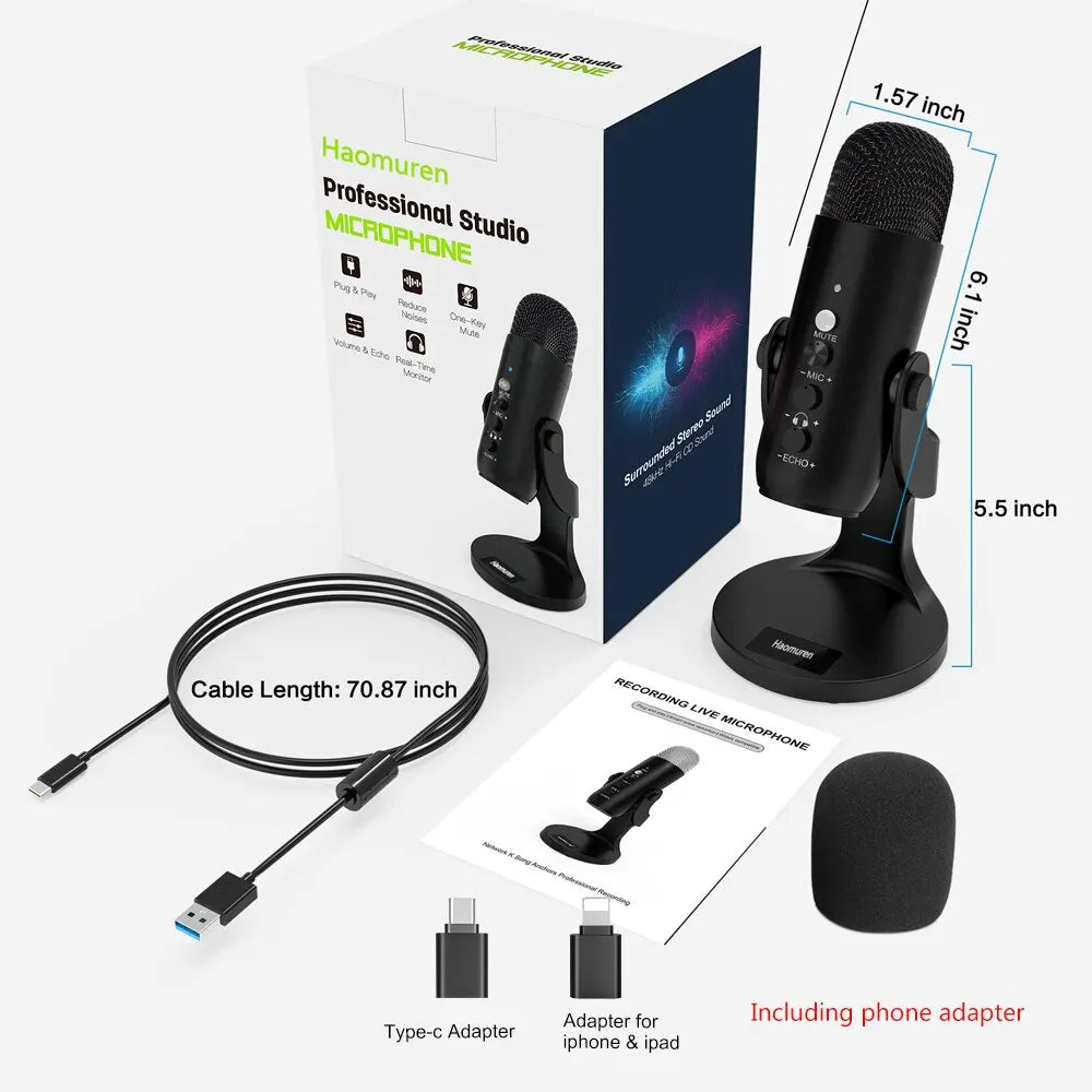 Condenser Microphone USB Tabletop Mic