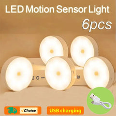 USB Rechargeable Motion Sensor LED Night Light - Wireless Lamp