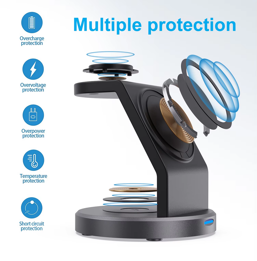 3-in-1 MagSafe Wireless Charging Station – Fast Charging Stand for iPhone, Apple Watch & AirPods