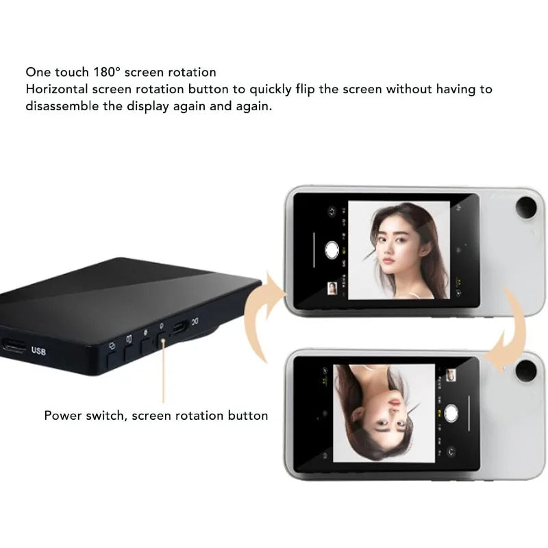 Phone Selfie Monitor Screen Wireless Magnetic Mount Vlog Phone Rear Camera Selfie WiFi Bluetooth Connection for Selfie Live