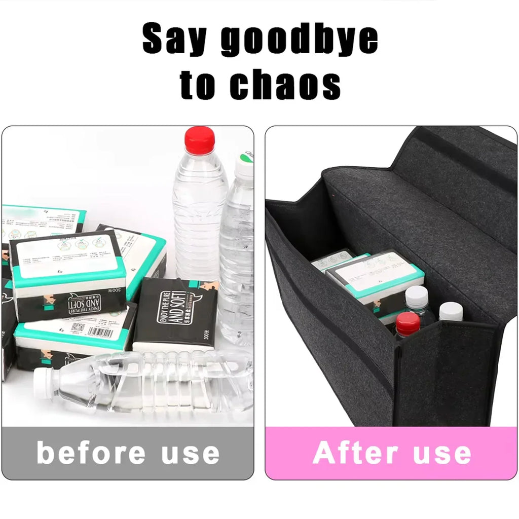 Large Anti Slip Compartment Boot Storage Organizer Tool Car Storage Bag Car Trunk Organizer Soft Felt Storage Box Accessories