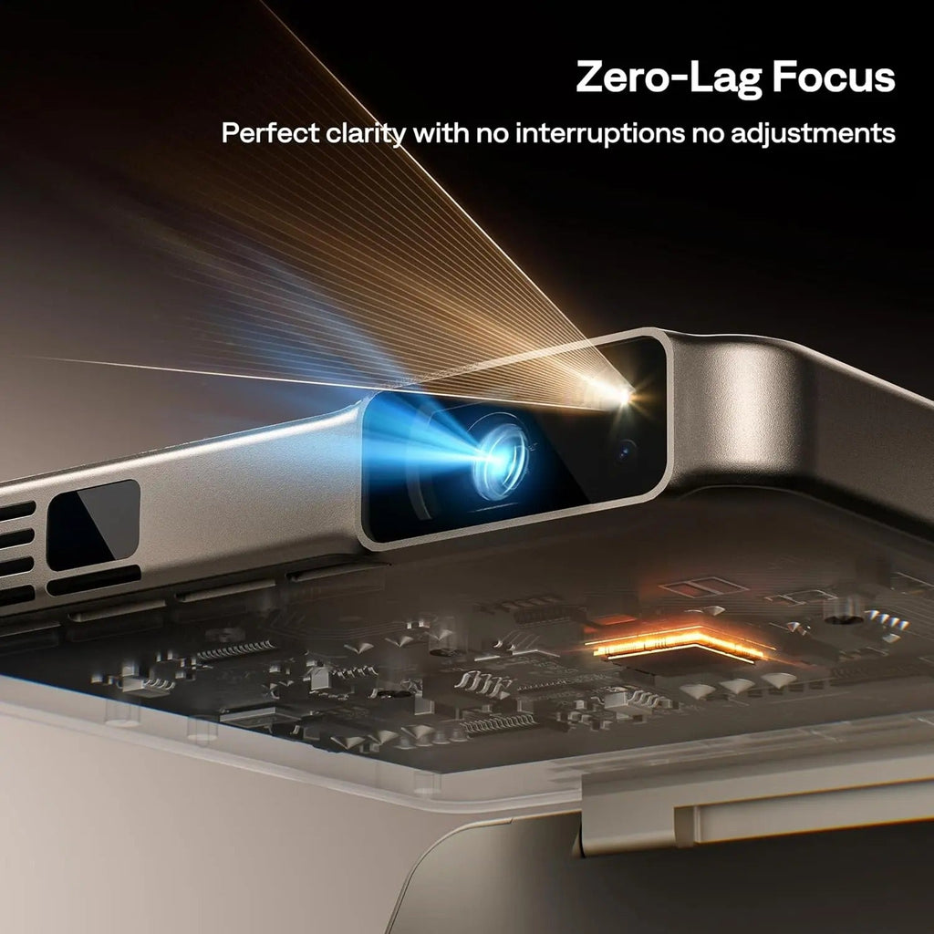 Deviceus ZIP Gold Tri-Fold Portable DLP Mini Pocket Projector – One-Click Screen Mirroring, Type-C Fast Charging, 5000mAh Battery