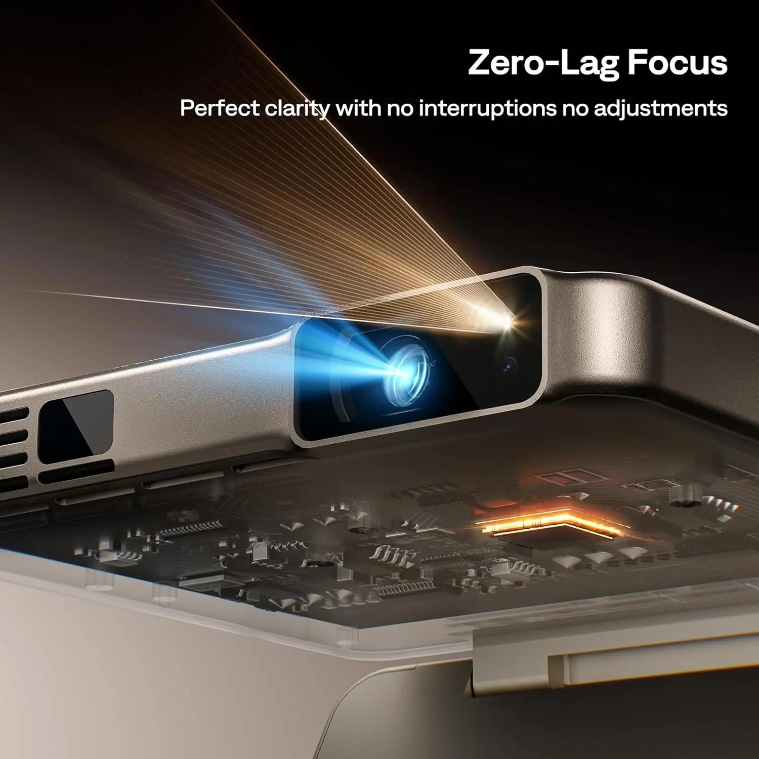 Deviceus ZIP Gold Tri-Fold Portable DLP Mini Pocket Projector – One-Click Screen Mirroring, Type-C Fast Charging, 5000mAh Battery