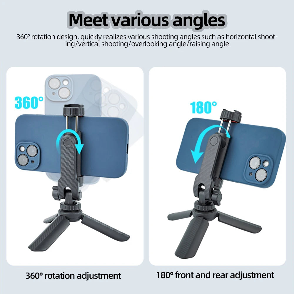 Camera Hot Shoe Phone Mount Holder 360° Rotatable Phone Tripod Mount with Cold Shoe Mounts for iPhone 16 Samsung Smartphone Vlog