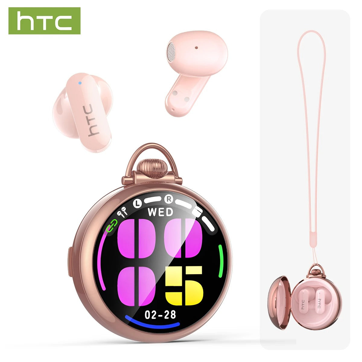 AI Translation Smart Assistant HTC NE71 Wireless Bluetooth Earphones | Full HD LCD Display, Sports Music Earbuds with AI Translation & Noise Reduction