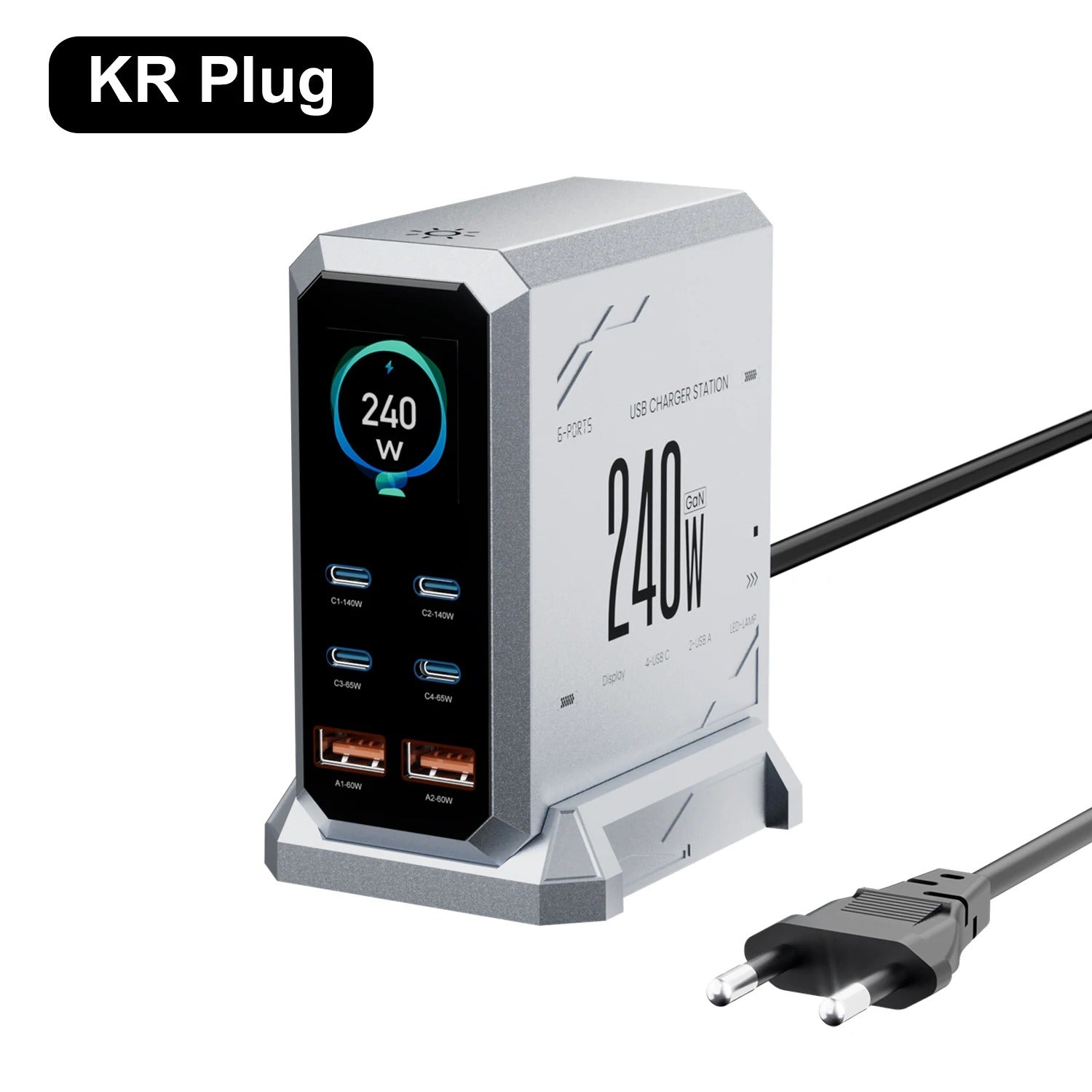 240W GaN Fast Charging Station 6-in-1 | 140W PD 3.1 PPS USB-C Multi-Port Charger with Digital Display | For MacBook, iPhone 16/15, Samsung & Laptops