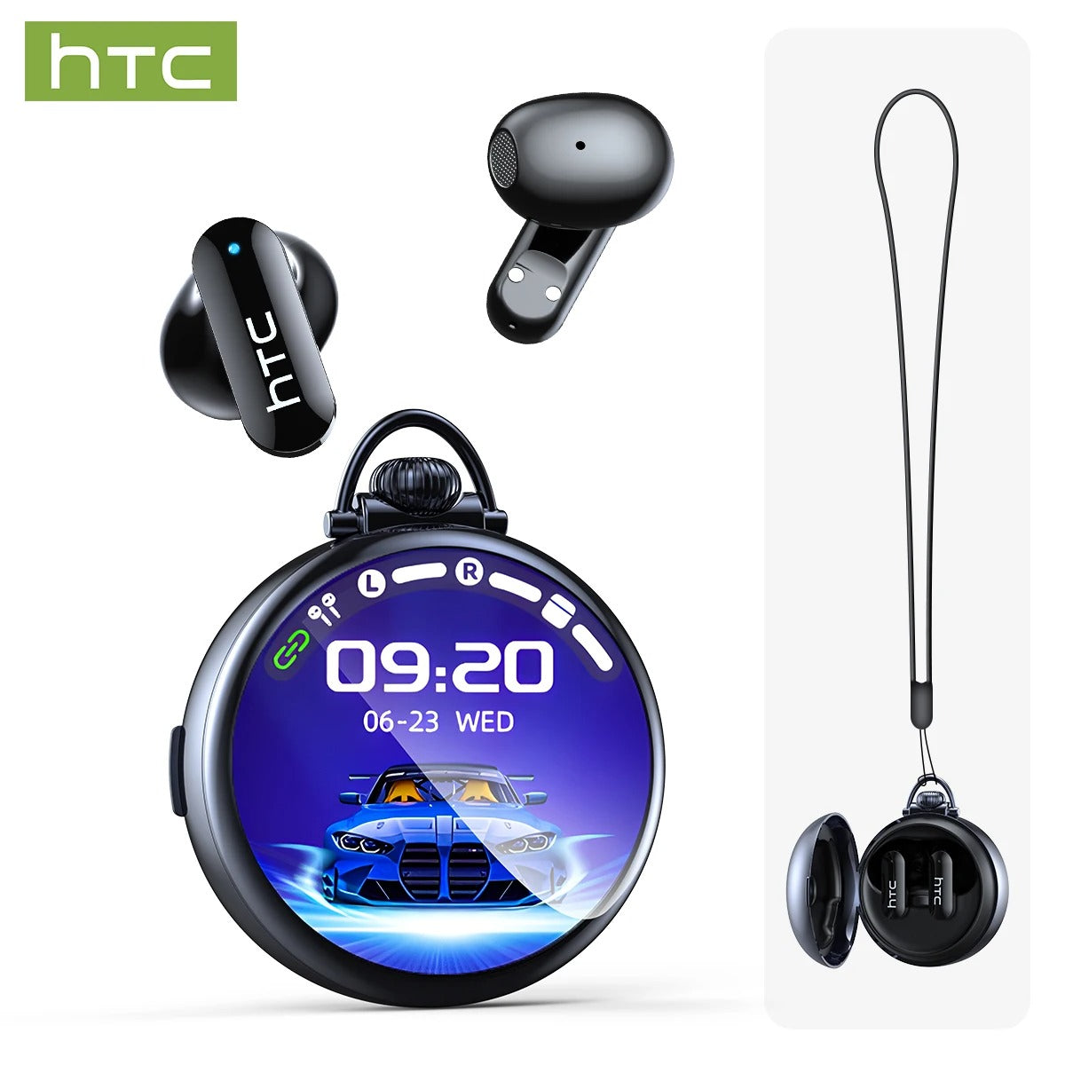 AI Translation Smart Assistant HTC NE71 Wireless Bluetooth Earphones | Full HD LCD Display, Sports Music Earbuds with AI Translation & Noise Reduction