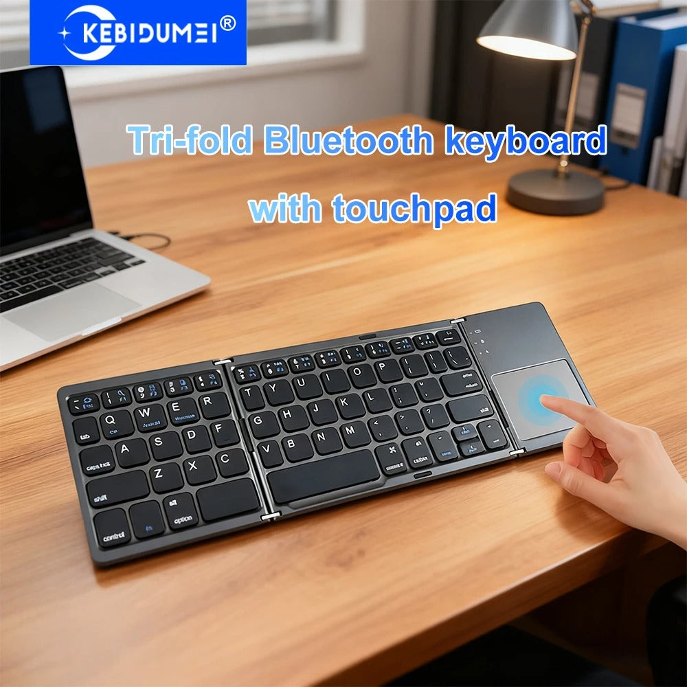 Tri-Fold Bluetooth Keyboard with Touchpad
