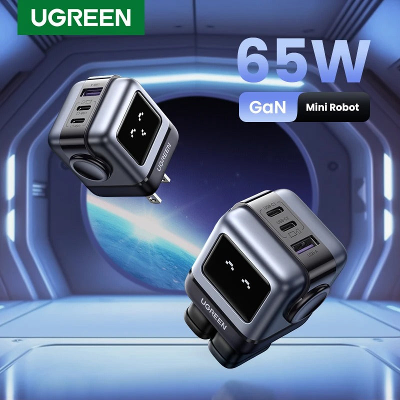 UGREEN 65W/30W GaN Robot Charger (US Plug) | PD3.0 QC4.0 PPS Fast Charging Adapter for iPhone 17/16/15 Pro, MacBook & Laptops