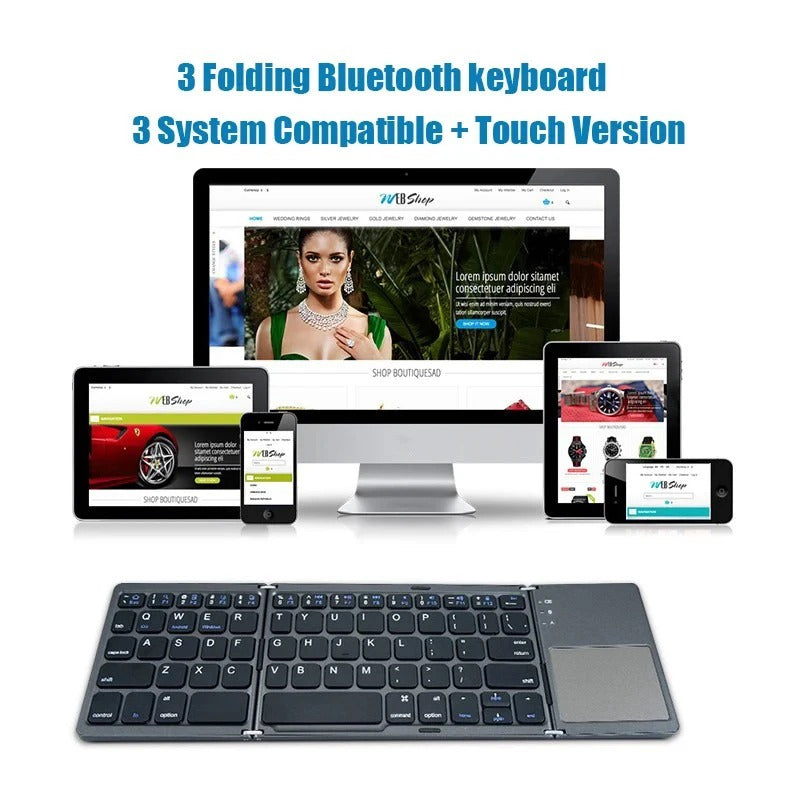 Tri-Fold Bluetooth Keyboard with Touchpad