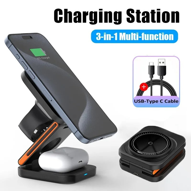 3-in-1 Foldable Magnetic Wireless Charging Station