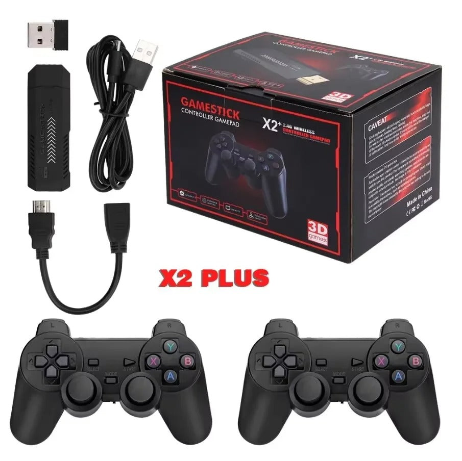 X2 Plus 64GB Retro Handheld Game Console – 10,000+ Classic Games, 4K HDMI TV Output & Wireless Gamepads