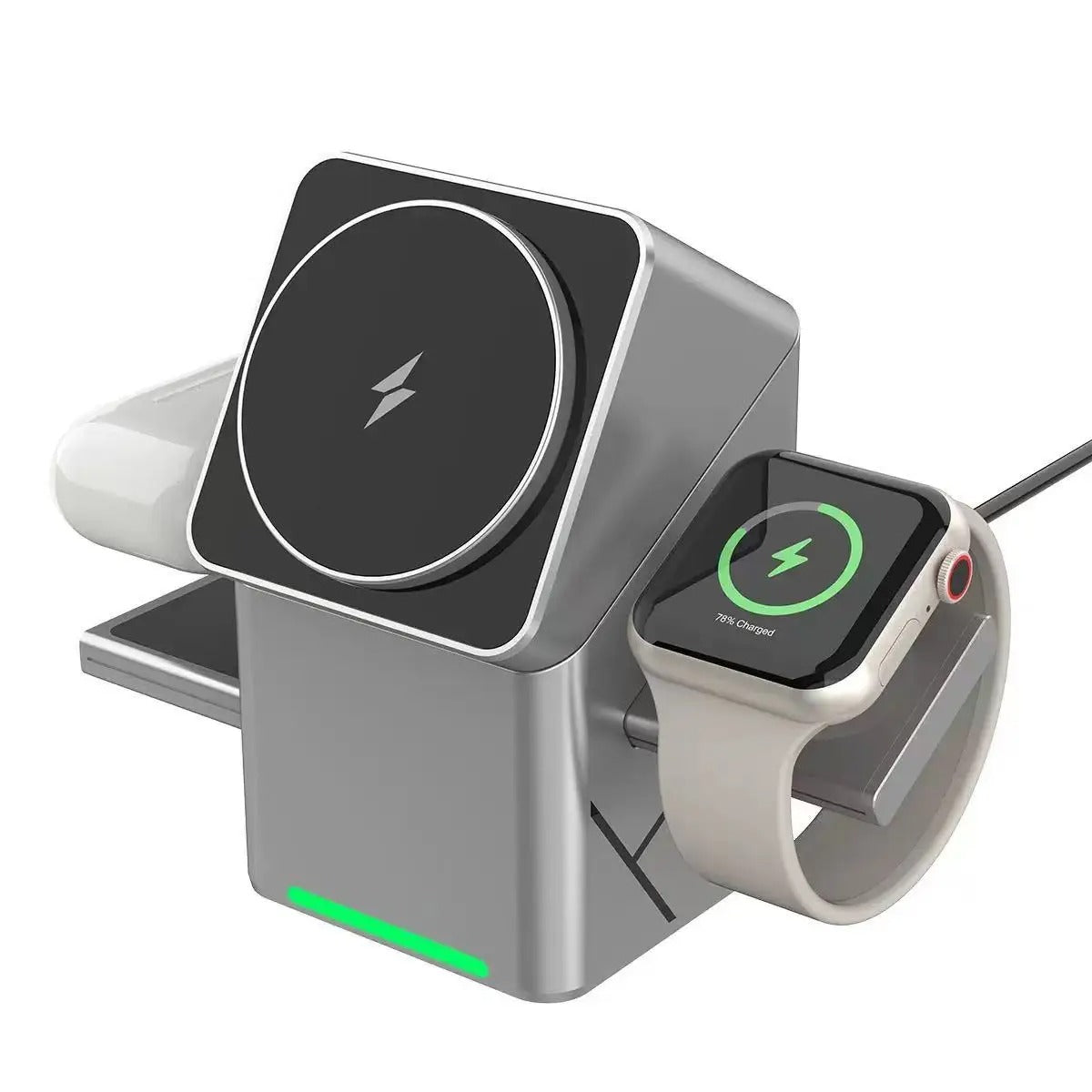3-in-1 Cube Wireless Charger – Auto-Rotating Magnetic 15W Fast Charging Station for iPhone, Apple Watch & AirPods
