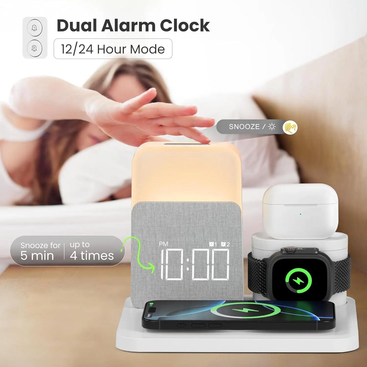 7-in-1 MagSafe Wireless Charging Station with Alarm Clock & Night Light