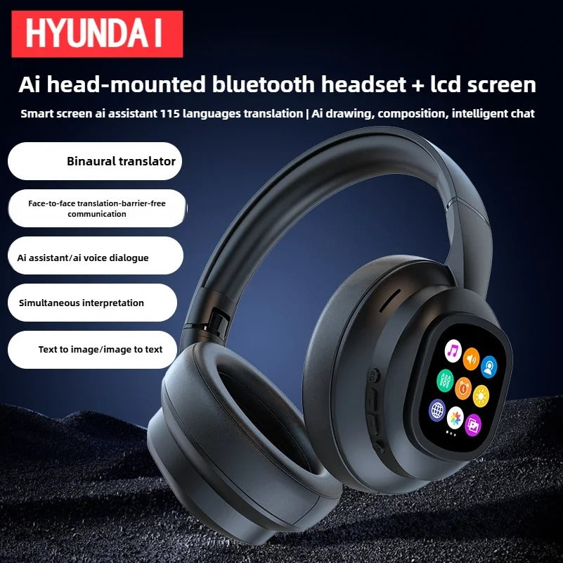 HYUNDAI X1PRO Wireless Bluetooth 6.0 AI Translation Earphones | 100+ Languages, LED Touch Screen, Magnetic Control Smart Earbuds