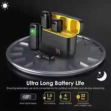 Lavalier 2.4G Wireless Microphone | Mini Portable Noise Reduction Clip-On Mic for Vlog, Live Streaming & Video Recording
