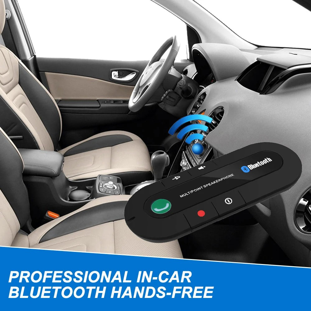 Bluetooth Handsfree Car Speakerphone | Wireless Sun Visor Clip Speaker, MP3 Music Player & Audio Receiver for Safe Driving