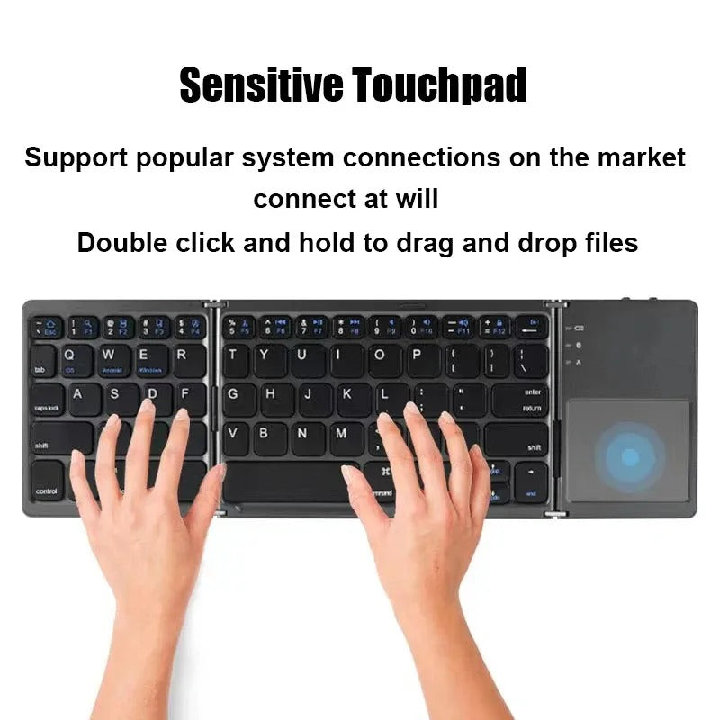 Tri-Fold Bluetooth Keyboard with Touchpad