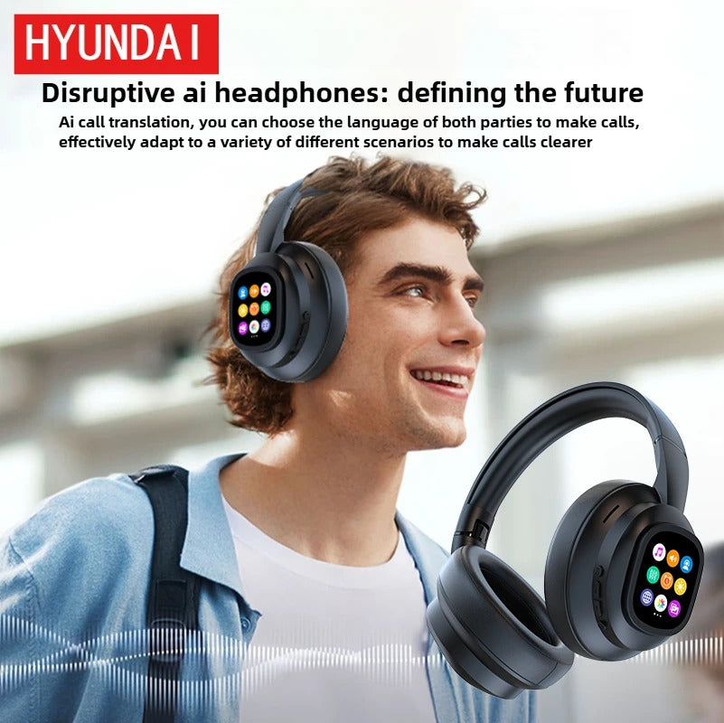 HYUNDAI X1PRO Wireless Bluetooth 6.0 AI Translation Earphones | 100+ Languages, LED Touch Screen, Magnetic Control Smart Earbuds