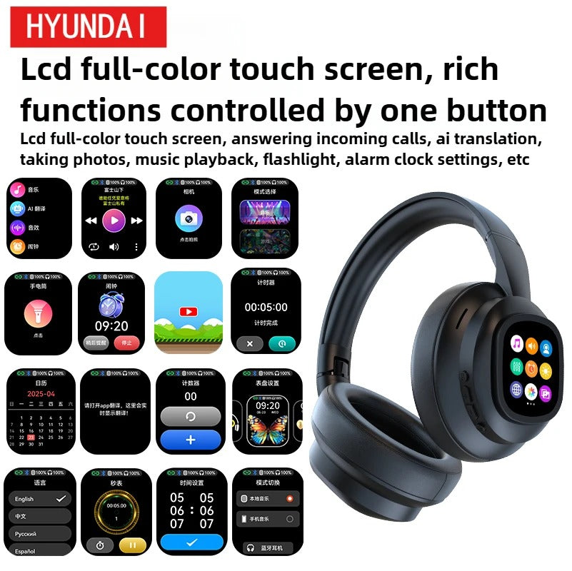 HYUNDAI X1PRO Wireless Bluetooth 6.0 AI Translation Earphones | 100+ Languages, LED Touch Screen, Magnetic Control Smart Earbuds