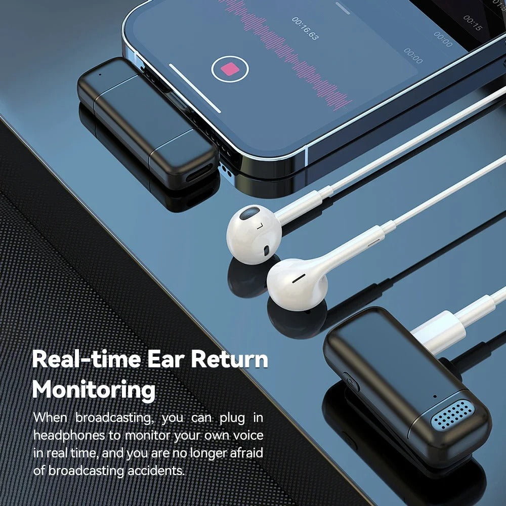 Lavalier 2.4G Wireless Microphone | Mini Portable Noise Reduction Clip-On Mic for Vlog, Live Streaming & Video Recording
