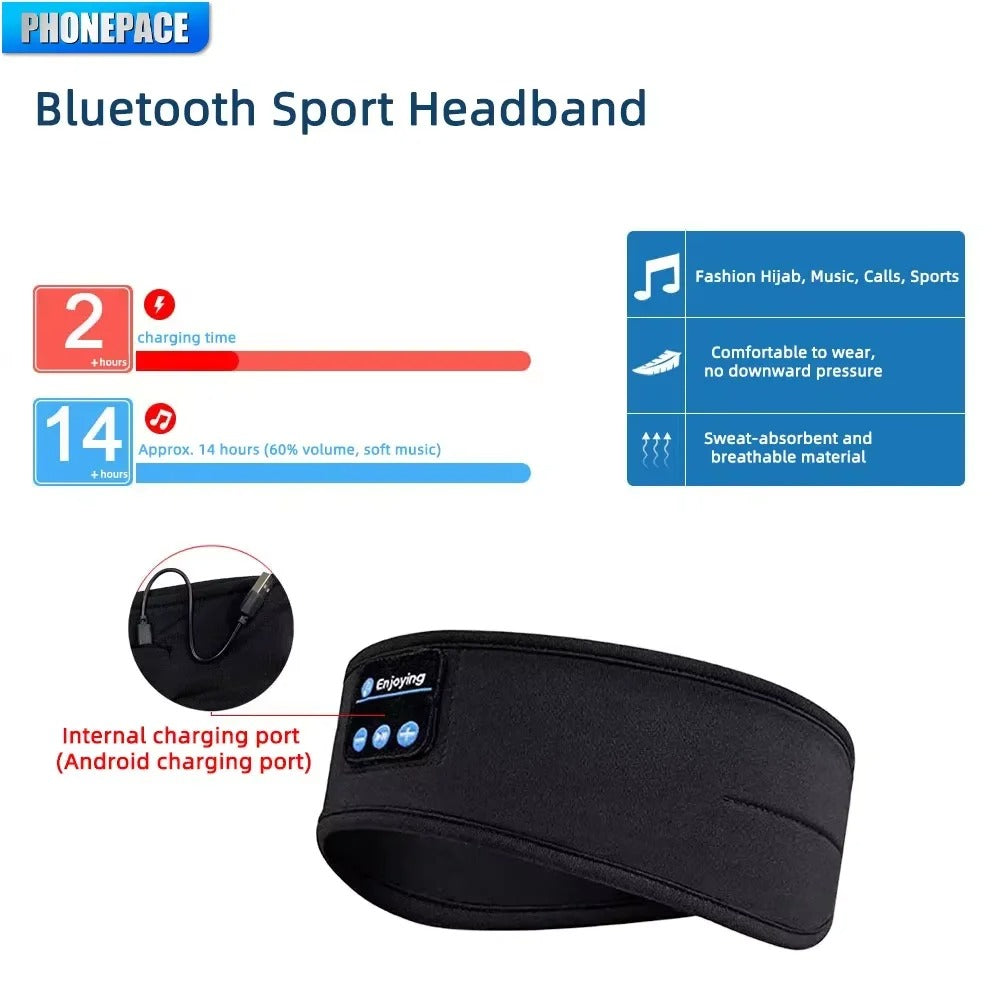 HOMEFISH BT Wireless Sleep Headband Earphones | Sports & Sleeping Bluetooth Music Eye Mask Headset | Elastic Comfortable Sleep Headphones