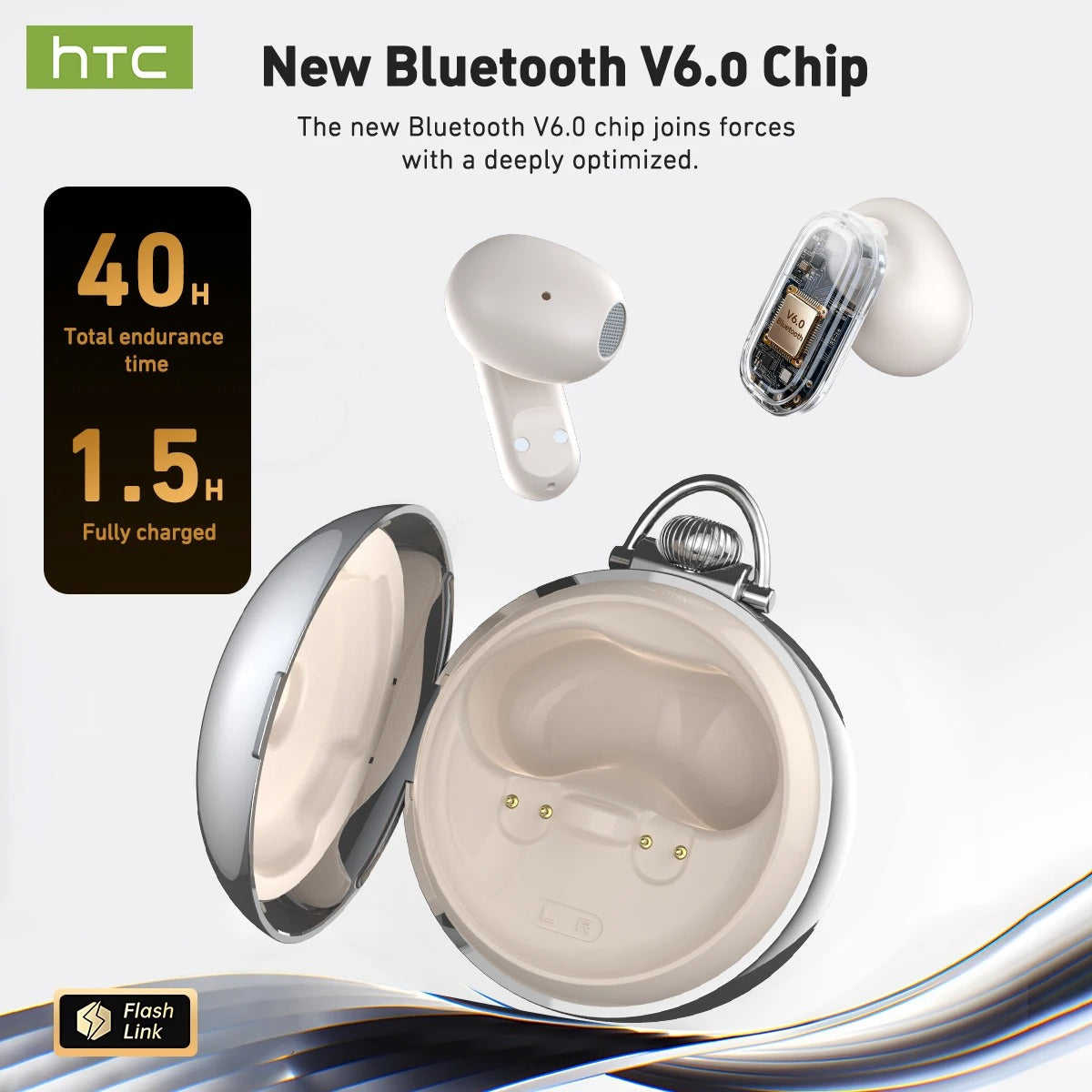AI Translation Smart Assistant HTC NE71 Wireless Bluetooth Earphones | Full HD LCD Display, Sports Music Earbuds with AI Translation & Noise Reduction