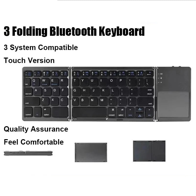 Tri-Fold Bluetooth Keyboard with Touchpad