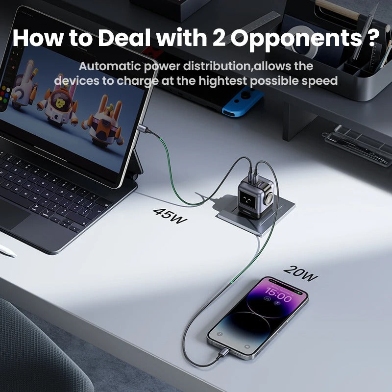 UGREEN 65W/30W GaN Robot Charger (US Plug) | PD3.0 QC4.0 PPS Fast Charging Adapter for iPhone 17/16/15 Pro, MacBook & Laptops