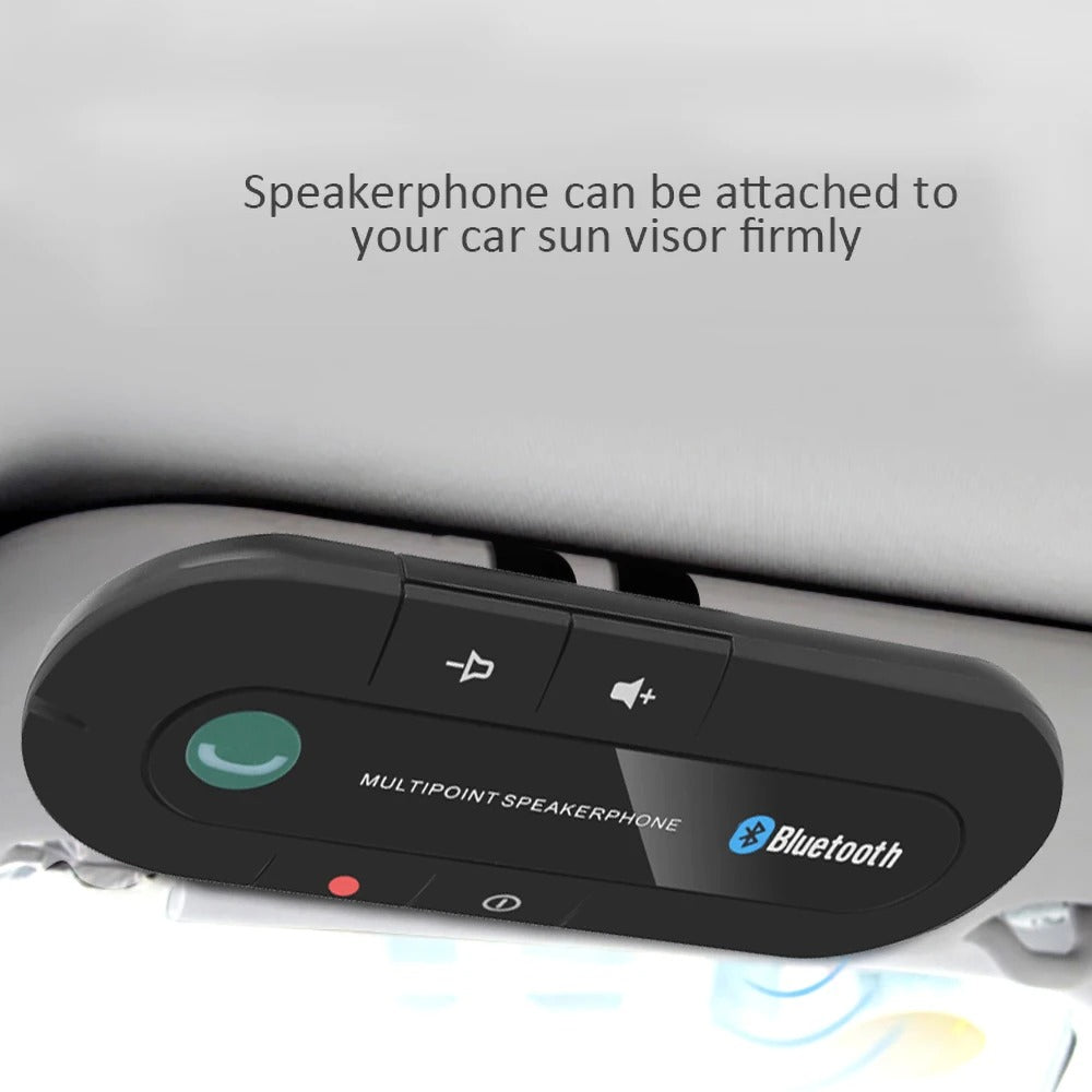 Bluetooth Handsfree Car Speakerphone | Wireless Sun Visor Clip Speaker, MP3 Music Player & Audio Receiver for Safe Driving