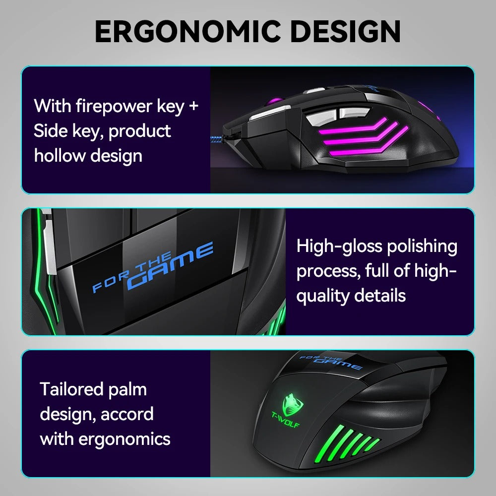 T-WOLF RGB Gaming Mouse