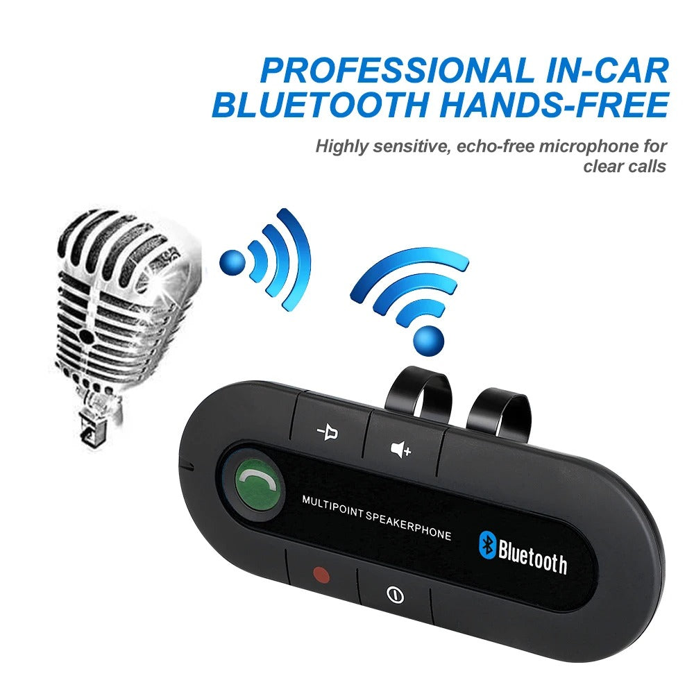 Bluetooth Handsfree Car Speakerphone | Wireless Sun Visor Clip Speaker, MP3 Music Player & Audio Receiver for Safe Driving