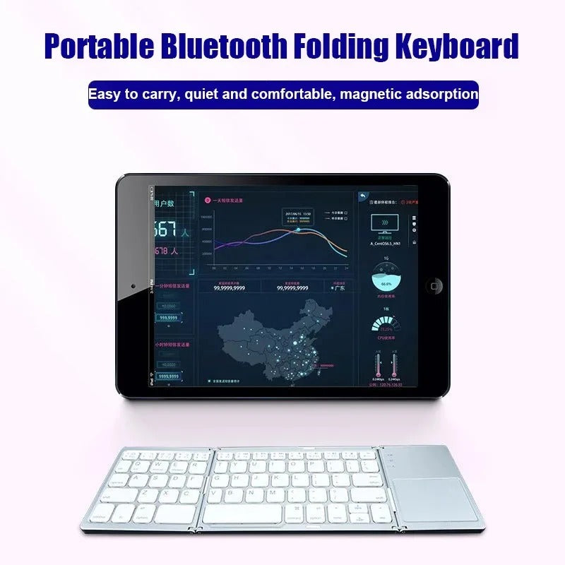 Tri-Fold Bluetooth Keyboard with Touchpad