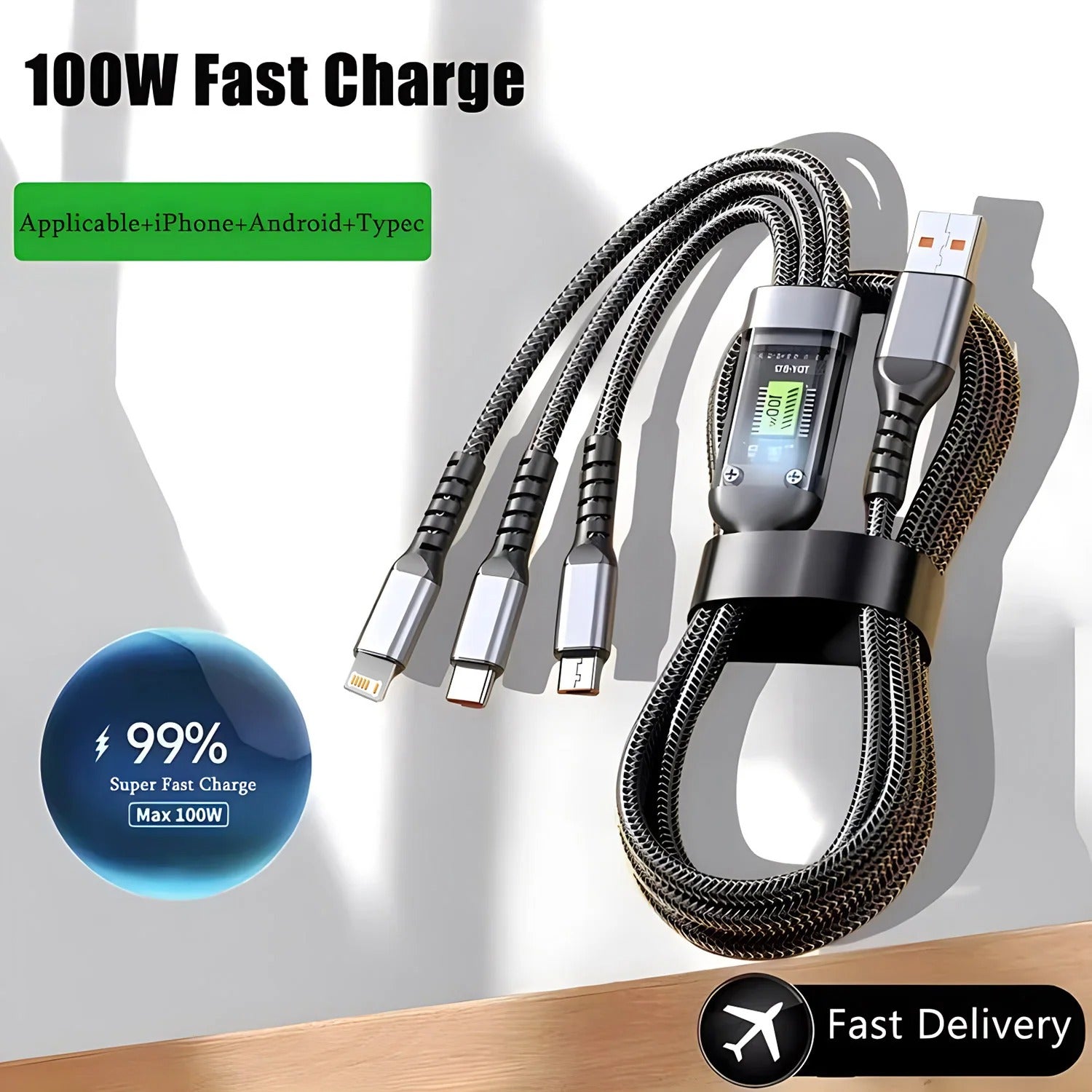 3-in-1 100W Fast Charging Cable