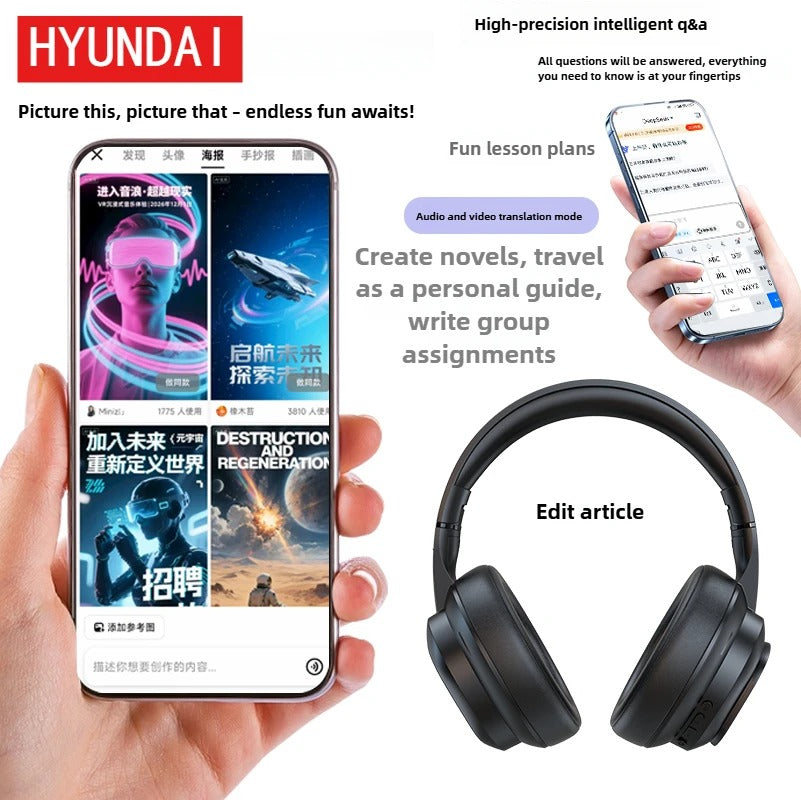 HYUNDAI X1PRO Wireless Bluetooth 6.0 AI Translation Earphones | 100+ Languages, LED Touch Screen, Magnetic Control Smart Earbuds