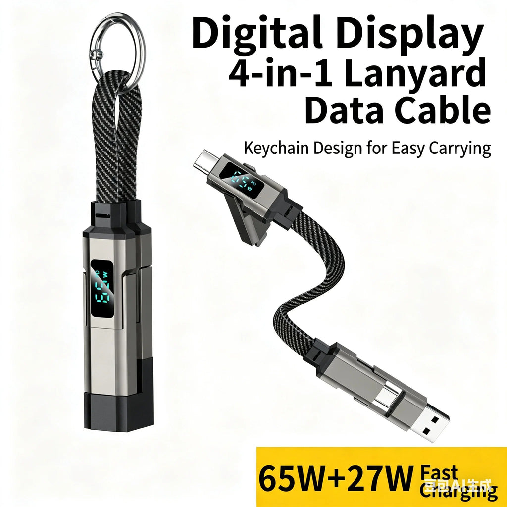 65W 4-in-1 Keychain Charging Cable