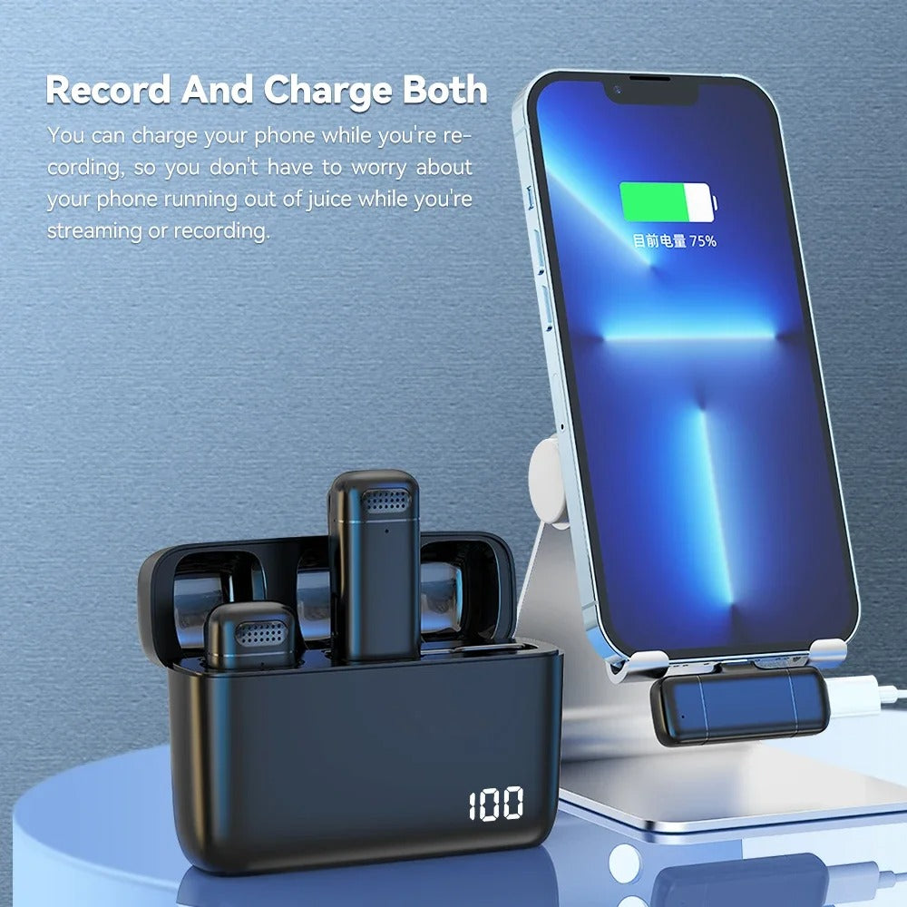 Lavalier 2.4G Wireless Microphone | Mini Portable Noise Reduction Clip-On Mic for Vlog, Live Streaming & Video Recording