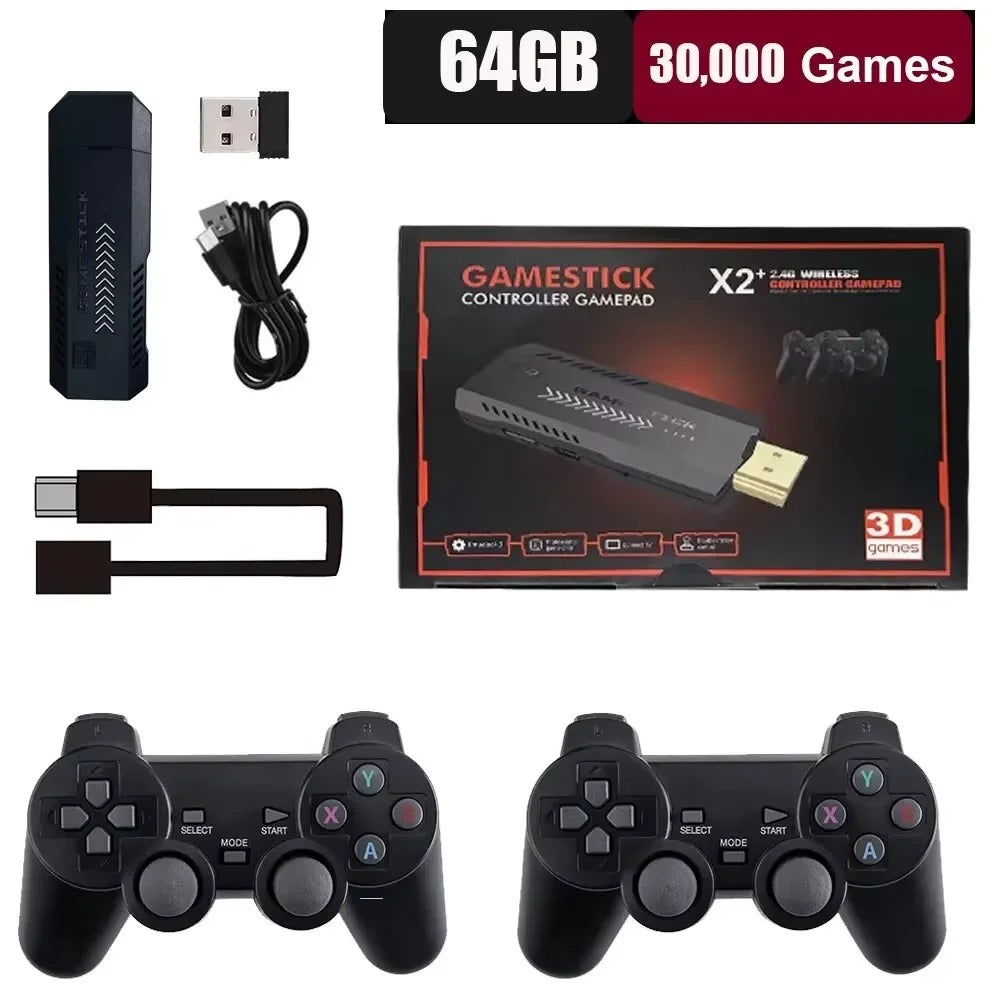X2 Plus 64GB Retro Handheld Game Console – 10,000+ Classic Games, 4K HDMI TV Output & Wireless Gamepads