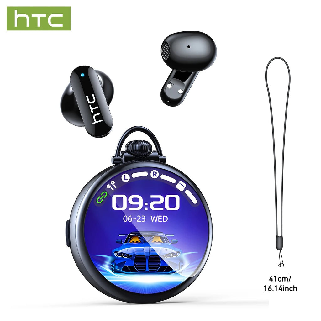 AI Translation Smart Assistant HTC NE71 Wireless Bluetooth Earphones | Full HD LCD Display, Sports Music Earbuds with AI Translation & Noise Reduction