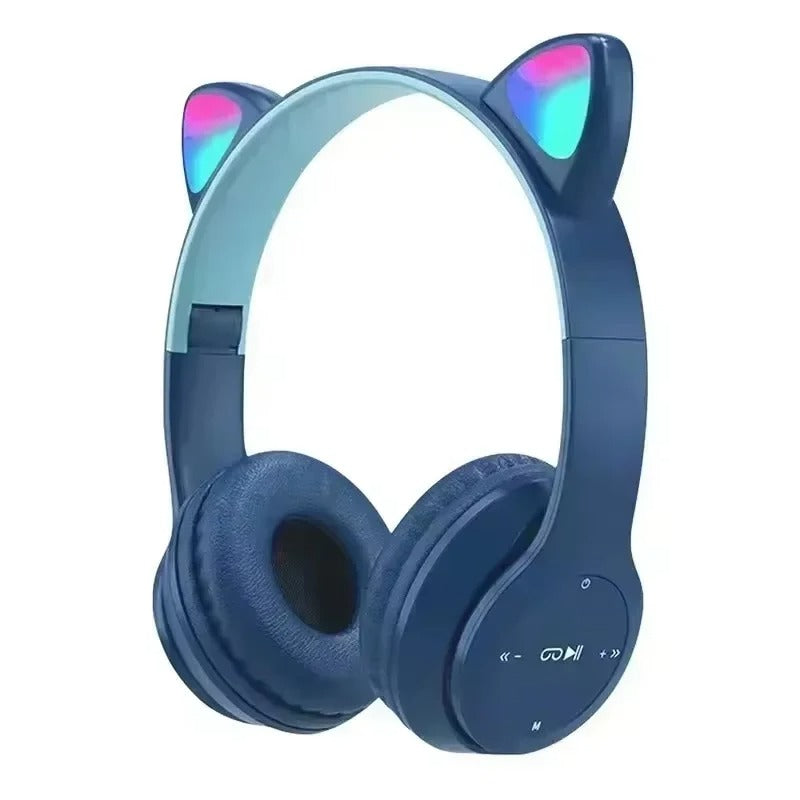 Flash Lamp Cat Ear Bluetooth Headphones for Kids | Wireless Stereo Headset with Mic, TF Card Support & LED Light-Up Ears