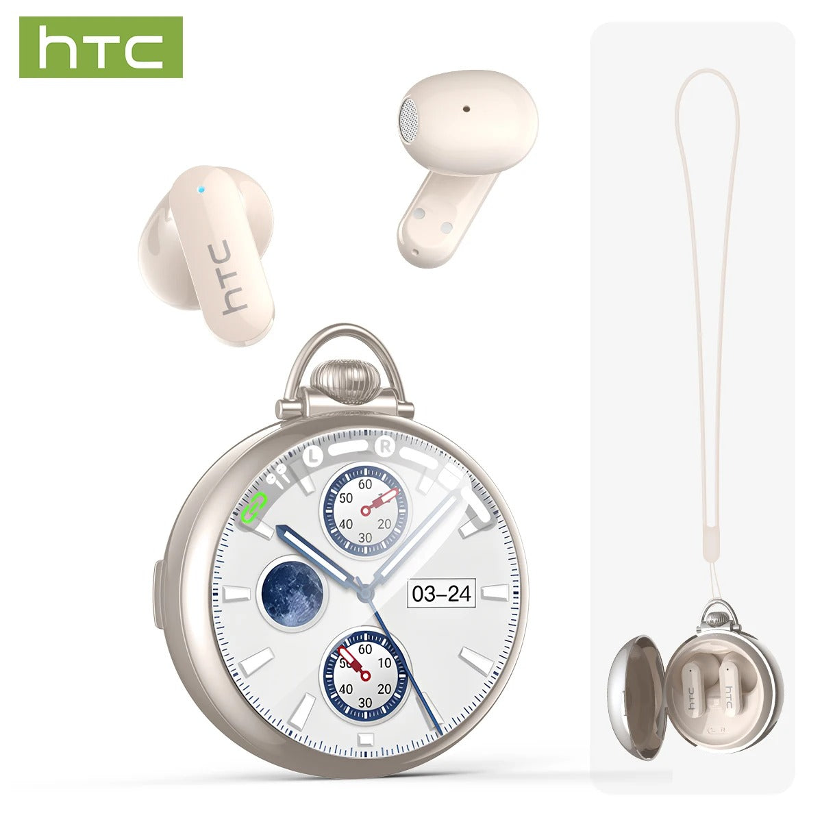 AI Translation Smart Assistant HTC NE71 Wireless Bluetooth Earphones | Full HD LCD Display, Sports Music Earbuds with AI Translation & Noise Reduction