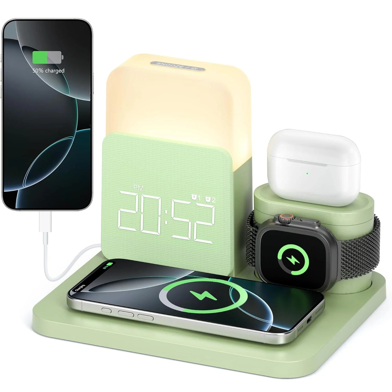 7-in-1 MagSafe Wireless Charging Station with Alarm Clock & Night Light