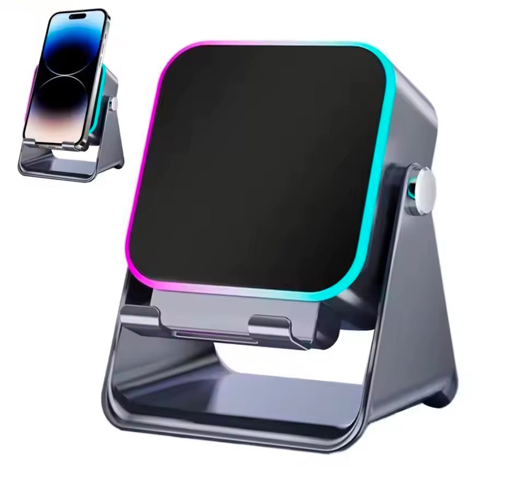 (upgraded)5 In 1 Auto-induction 500OmAh Wireless Induction Speaker 8 RGB Lights HIFI Sound Portable Bluetooth Phone Holder Gifts