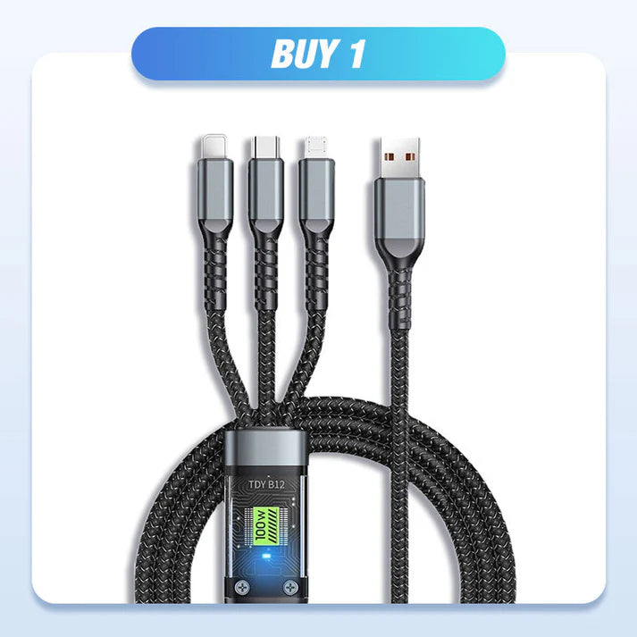 🎁Hot Sale 40% OFF⏳ Transparent  Luminous 3-in-1 Cable - 100W Fast-Charging