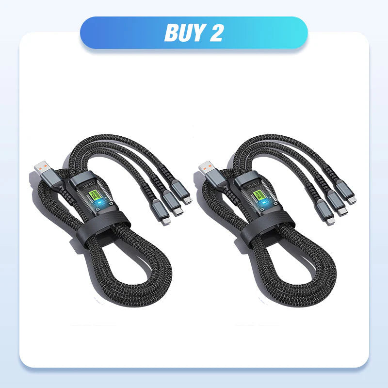 🎁Hot Sale 40% OFF⏳ Transparent  Luminous 3-in-1 Cable - 100W Fast-Charging